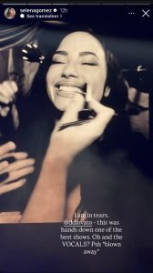 Historias de Instagram de Selena Gomez en el concierto de Demi Lovato en Orlando Florida